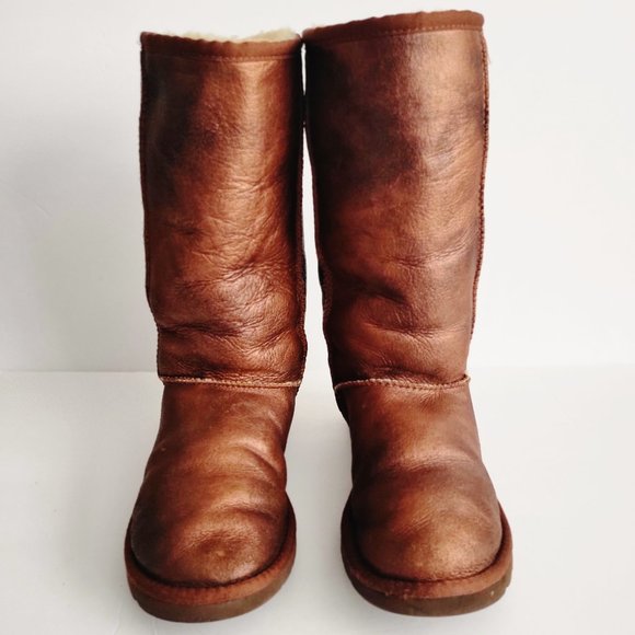 UGG Boots Metallic Bronze Classic Australia Tall - Picture 1 of 7